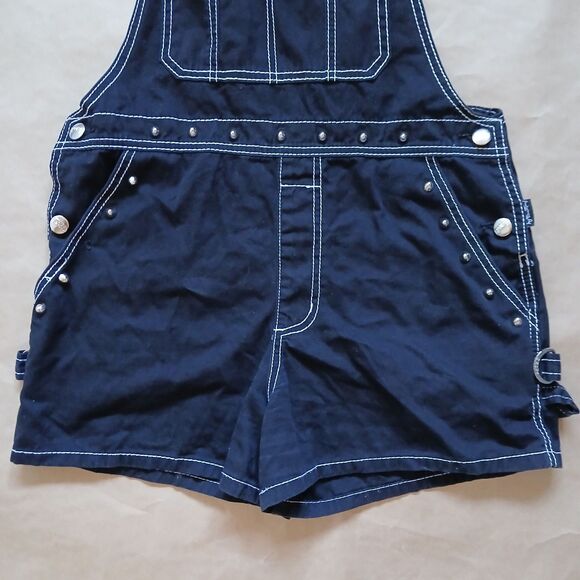 Tripp NYC Daang Goodman Size S Black Spike Studded Overalls Shortalls Goth Emo - Picture 5 of 11